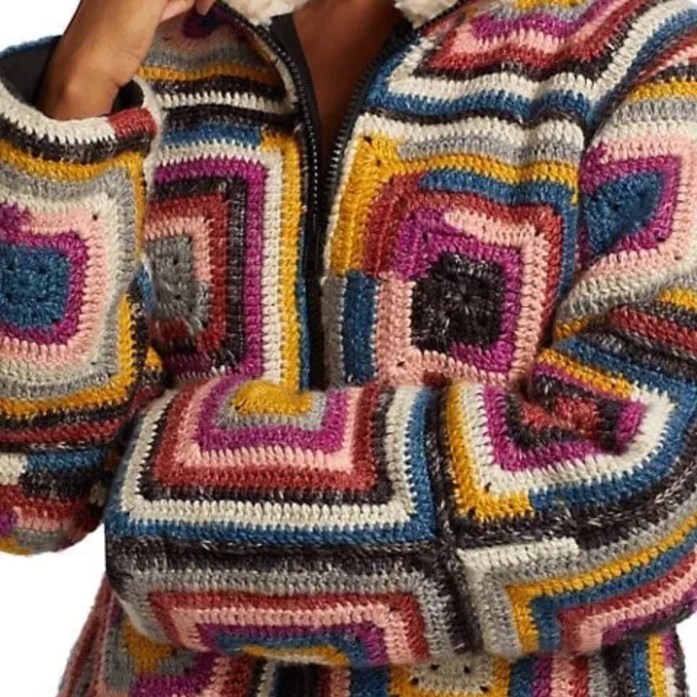 SEA New York Bette Crochet Puffer Jacket Large NWT Lg L Faux Shearling Ny - Picture 4 of 4